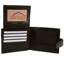 Mens Soft Nappa Leather Tabbed Wallet by Oakridge Coin Section