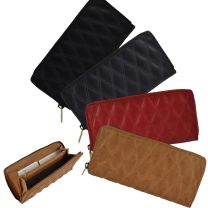 Ladies Quilted Continental Leather Purse/Wallet by GiGi Zip Around 