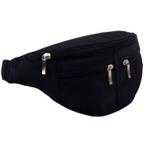 Black Bum Bag 4 zips Microfibre Unisex Fanny Pack Mens Ladies