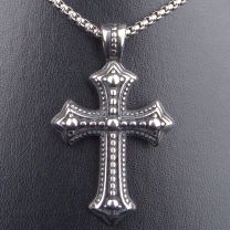 Pickled Moon Mens Gothic Biker Crucifix Pendant & Chain Necklace