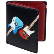 Mens Top Quality Tri-Fold Leather Wallet by Retro with Guitars Gift Boxed 