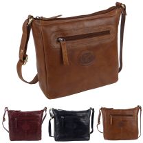Oakridge Leather Ladies Top Zip Crossbody Shoulder Bag