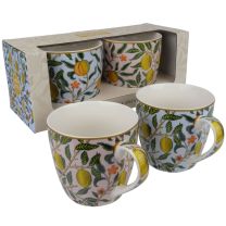 William Morris Fruits Set of 2 China Breakfast Mugs in Presentation Box