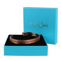 Sisto-X Slim Magnetic Therapy Bangle/Bracelet 6 Magnets Copper Greek Key Design