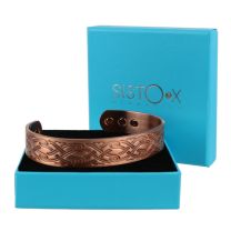  Sisto-X 6 Magnets Chunky Copper Finish Bracelet/Bangle Waves Design
