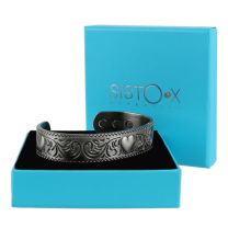  SISTO-X 6 Magnet Bracelet/Bangle Gothic Hearts Collection Chunky Copper with Pewter Finish