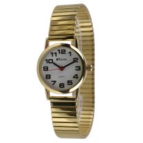 Ladies Gold Expandable Strap Watch by Ravel Bold Easy Read Numbers Gift