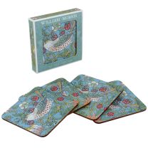 William Morris Strawberry Thief Set of 4 Coasters in Presentation Box
