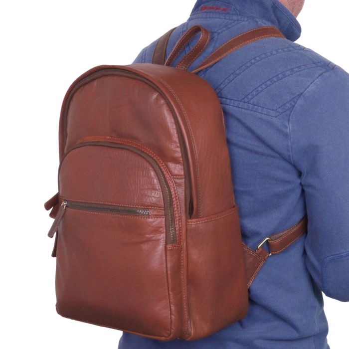 Rowallan of Scotland Leather Mens Backpack - Tan