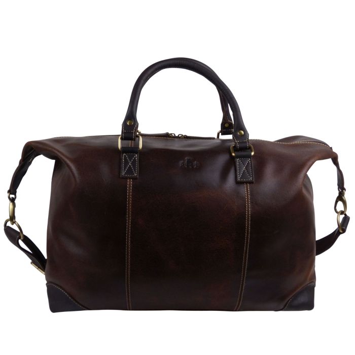 Rowallan of Scotland Mens Leather Holdall Overnight Bag Brown