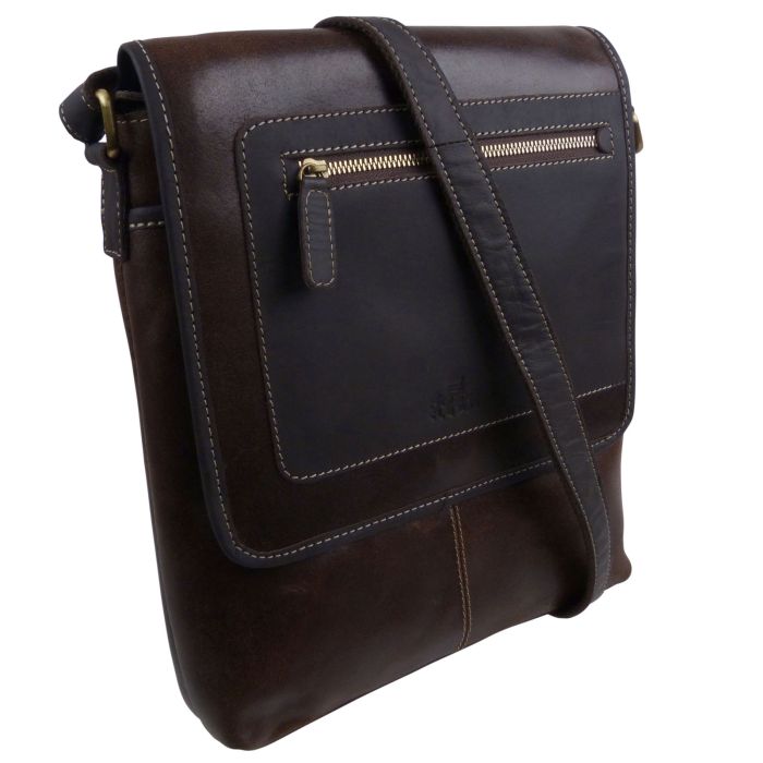Rowallan of Scotland Mens Buffalo Leather Messenger Bag
