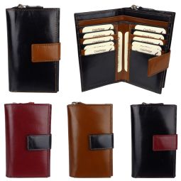 Oakridge Leather Ladies Zip-Around Purse Wallet Two Tone Ambassador Range 
