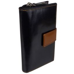 Oakridge Leather Ladies Zip-Around Purse Wallet Two Tone Ambassador Range 