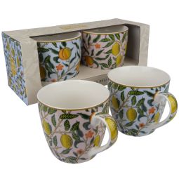 William Morris Fruits Set of 2 China Breakfast Mugs in Presentation Box