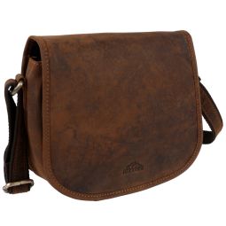 **SECONDS** Oakridge Leather Ladies Cross Body Saddle Bag Brown Hunter Leather
