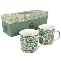 William Morris Acorn and Oak Leaves Set of 2 China Mugs The Leonardo Collection 