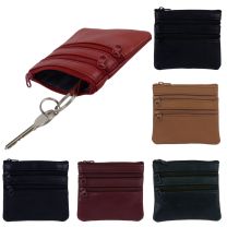 Oakridge Leather Unisex Coin Purse with Key Ring