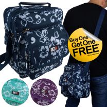 SPECIAL BOGOF - RED-X Mens Womans Funky Hibiscus Canvas Cross Body Utility Bag Surf Beach Travel