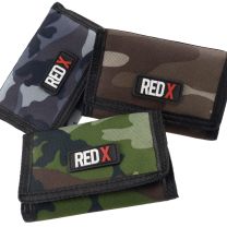 Mens Boys RED X Camo Camouflage TriFold Wallet Coin Purse Canvas Sports