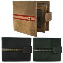 Mens Stone Washed Effect Leather Tabbed Tri-Fold Wallet by St James