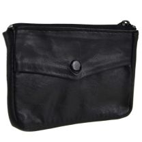 Mens Womens Soft Black Leather Key/Coin Purse by Lorenz Change Chain Handy