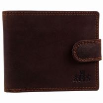 Mens Rugged Oiled Cognac Hunter Leather Tabbed Bi Fold RFID Wallet Rowallan of Scotland