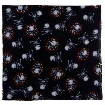 Black Fire Skull And Skull & Crossbones Bandana Bandanna Bikers Scarf