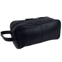 Oakridge Leather Mens Compact Travel Overnight WashBag Black