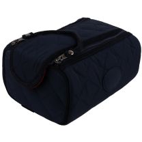 Mens Navy Quilted Classic Travel Twin Zip Box Shape Washbag by Danielle Heritage Collection