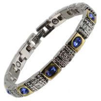 Ladies Magnetic Bracelet Faux Purple/Blue Crystals Magnets Health Therapy