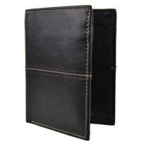 Mens/Gents Smooth Leather North South Wallet by Lucini Coin Pocket (Black)