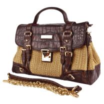 Ladies Beautiful Brown Faux Leather Grab Bag Handbag by Claudia Canova 