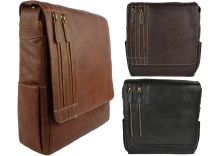 Mens Large Leather Messenger Cross Body Bag by Nova Leather 3 Colours