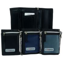  Mens Boys TriFold Sports Wallet by Lorenz with Security Chain Handy