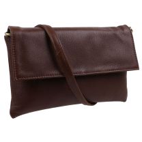 Ladies Cigar Brown Soft Leather Cross Body Clutch Bag Silvia Range by GiGi