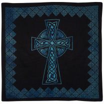 Pickled Moon Tie-Dye Celtic Cross Wall Art Turquoise