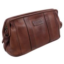 Mens Leather Brown Compact Wash Bag by Prime Hide Travel Toiletries Finest Leather 