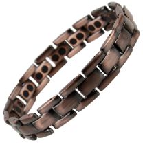 Mens Antique Copper Finish Titanium Magnetic Bracelet Health Magnet Therapy