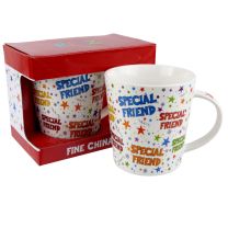 Fine China Special Friend Mug/Cup East West Stars Colourful Birthday Gift