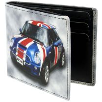 Mens Top Quality Leather Wallet by Golunski; Retro Mini Cooper Union Jack Gift Box