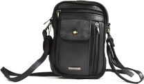 Lorenz Unisex Black Leather Organiser Bag 