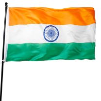 India Large 5' x 3', Weather-Resistant Polyester 2 Eyelets Outdoor Flag