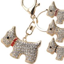 Gold & Crystal Bag Charm/Keyring Westie Dog West Highland Terrier Faux Gems 4 Colours Bling