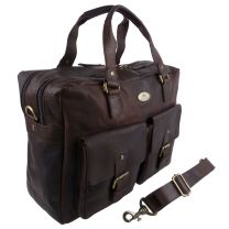 Rowallan of Scotland Leather Mens Saxon Overnight Bag - Brown