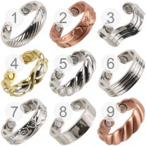 Mens Ladies Copper Chrome Gold Plated  Magnetic Ring Adjustable Unisex Magnet Therapy NdFeB 