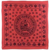 Buddha Red Bandana/Bandanna Scarf 100% Cotton Meditation Sanskrit Dharma 24"x24"