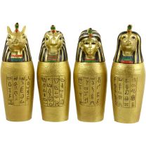 Set of 4 Egyptian Gold Canopic Jars Ancient Egypt Decorative Treasures