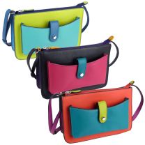 iLi New York Womens Colourful Leather Cross Body Bag