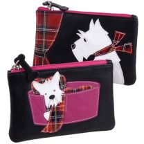 Ladies Leather Coin Purse by Mala; Best Friends Collection Westie/Scottie 