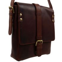 Mens Ladies Cedarwood Oiled  Buffalo Leather Buckle Cross body Bag by Rowallan Cognac